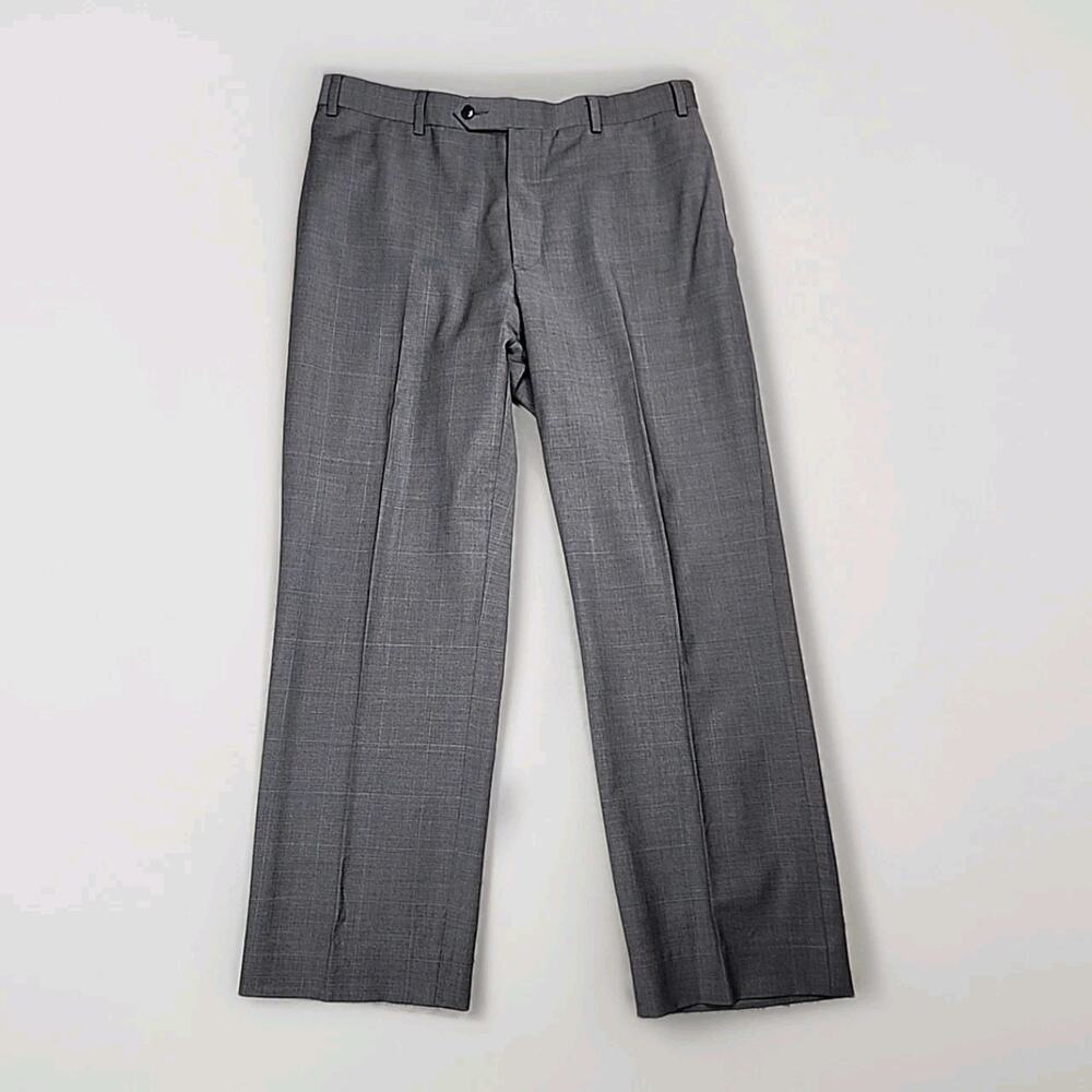 Brooks Brothers 346 Fitzgerald Fit Pants Men Sz 34x27 Wool Blend Gray Check